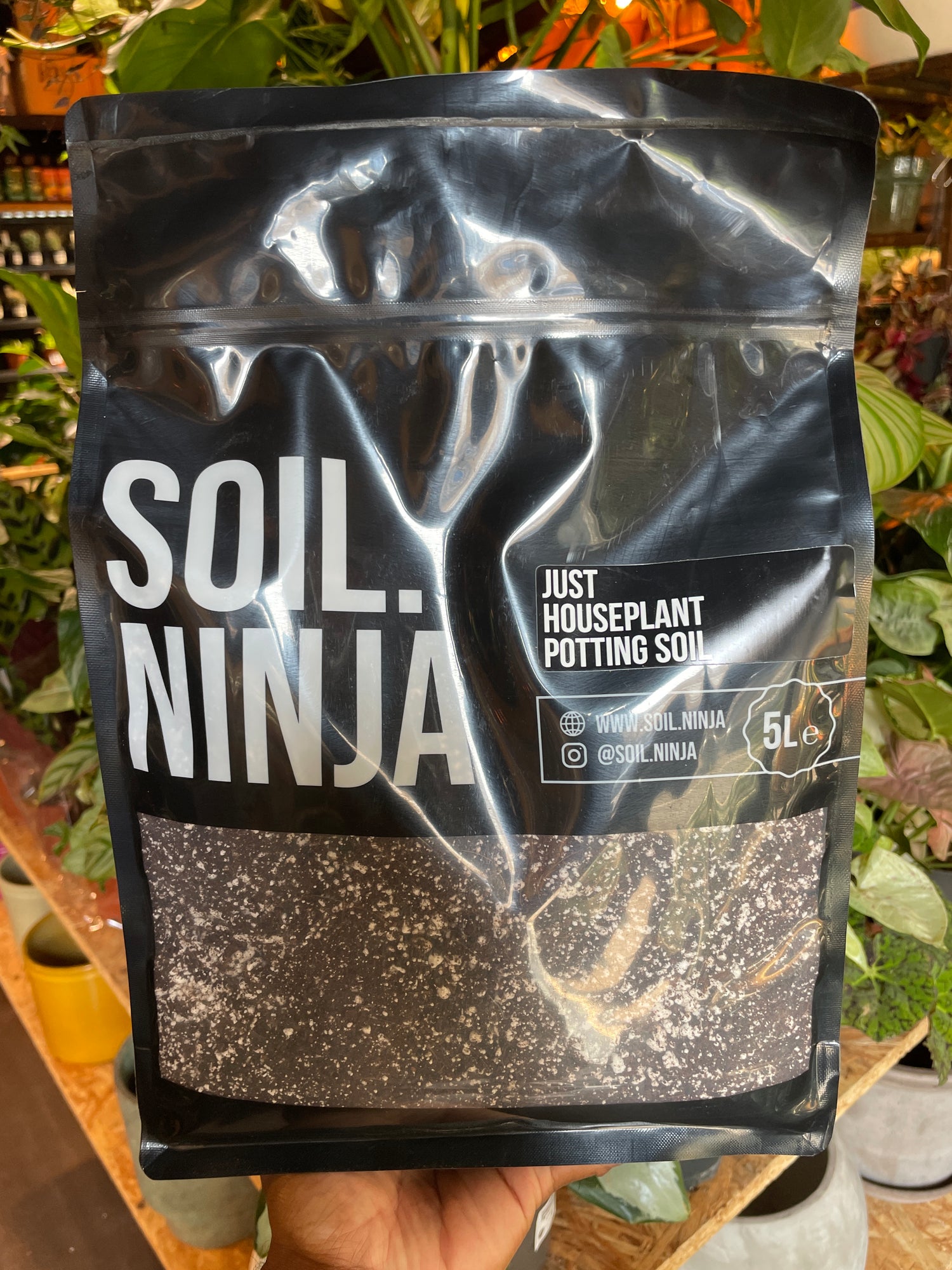 A bag of Soil Ninja | Just Houseplant Potting Soil Base Mix 5L found in Urban Tropicana’s store in Chiswick, London