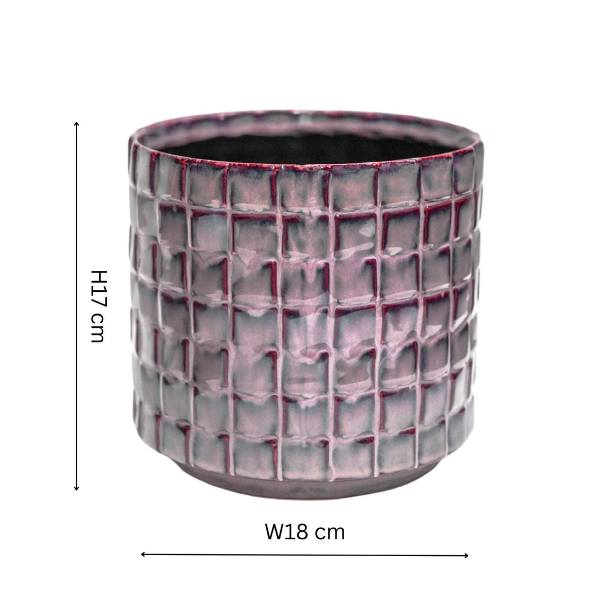 Tarah Textured Glaze Ceramic Indoor Planter | Blush Pink | 18cm