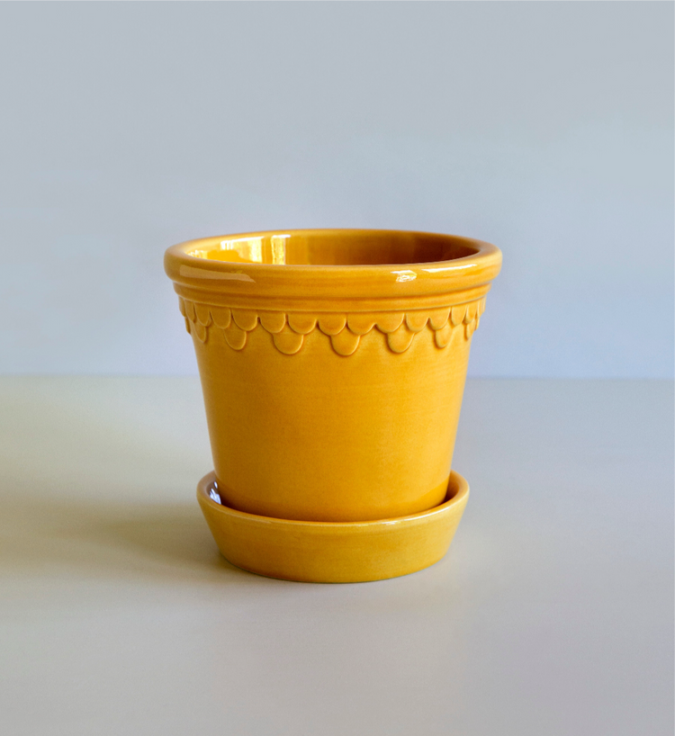 A Bergs Potter Copenhagen Amber Yellow Pot & Saucer from Urban Tropicana&