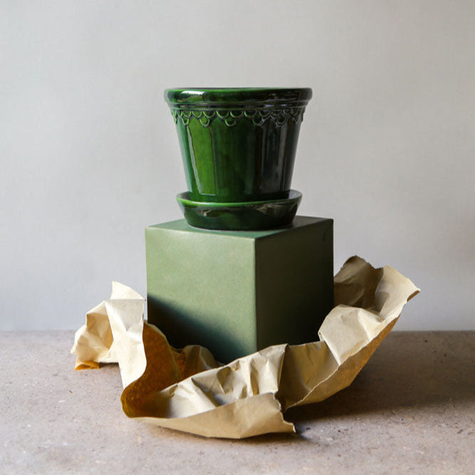 A Bergs Potter Copenhagen Emerald Green Pot & Saucer from Urban Tropicana’s plant shop in Chiswick London