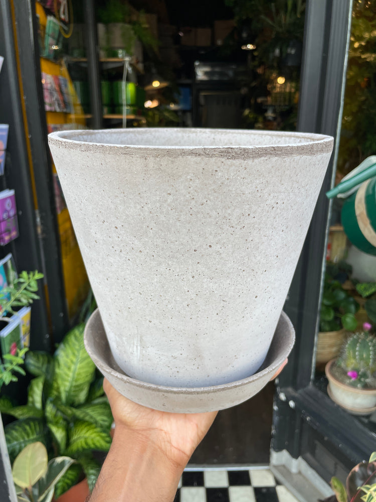 A Bergs Potter Julie Grey Pot & Saucer from Urban Tropicana’s Plant Shop in Chiswick London