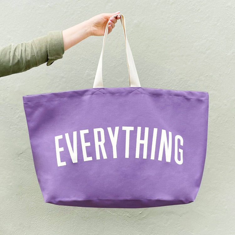 Lavender Really Big Bag with ‘Everything’ Text on a Green Background