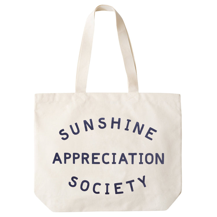 Big Canvas Tote Bag with ‘Sunshine Appreciation Society’ Text on a White Background