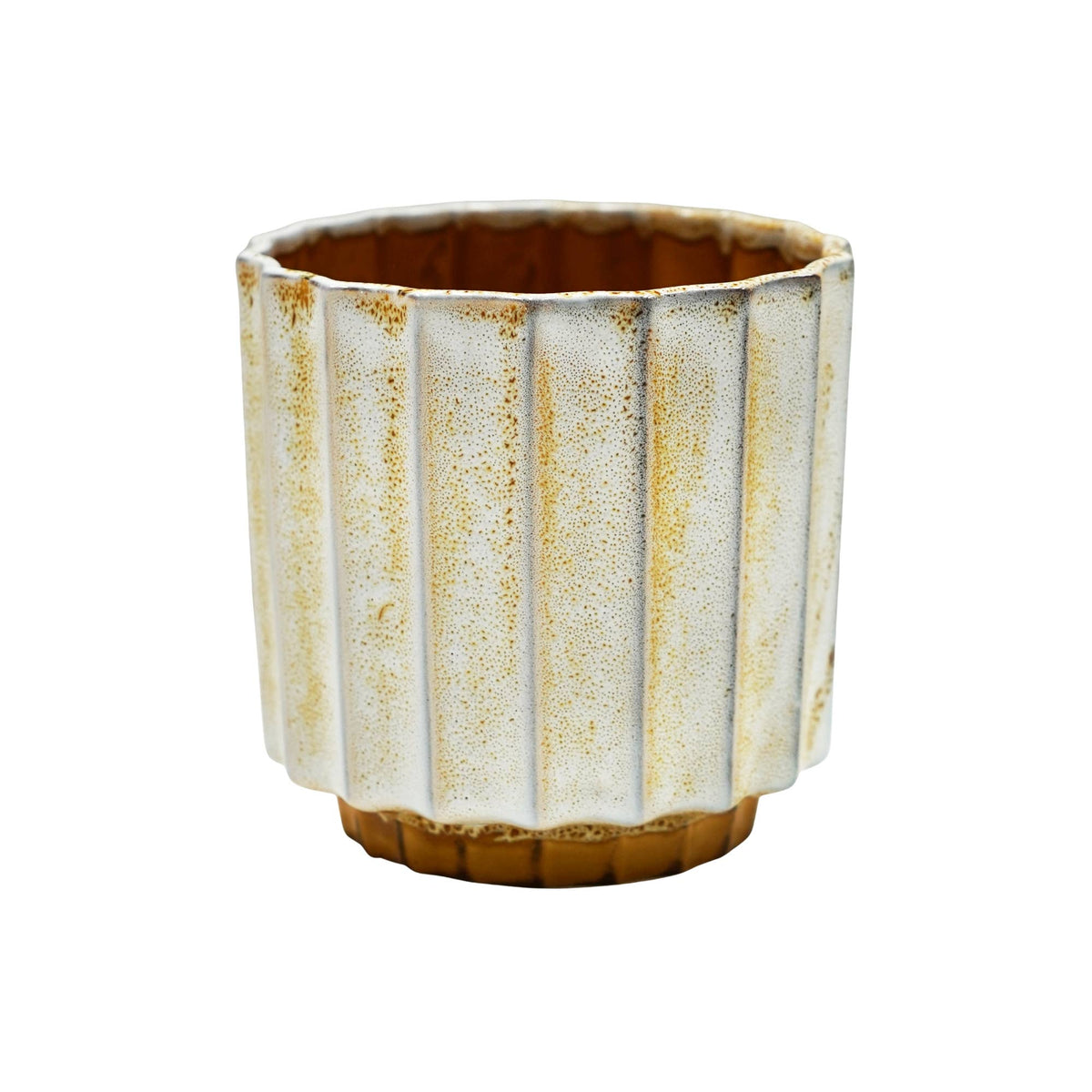 Lugano Scalloped Reactive Planter | Mustard | 13cm