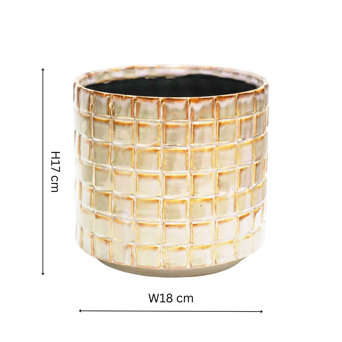 Tarah Textured Glaze Ceramic Indoor Planter | Ivory White | 18cm
