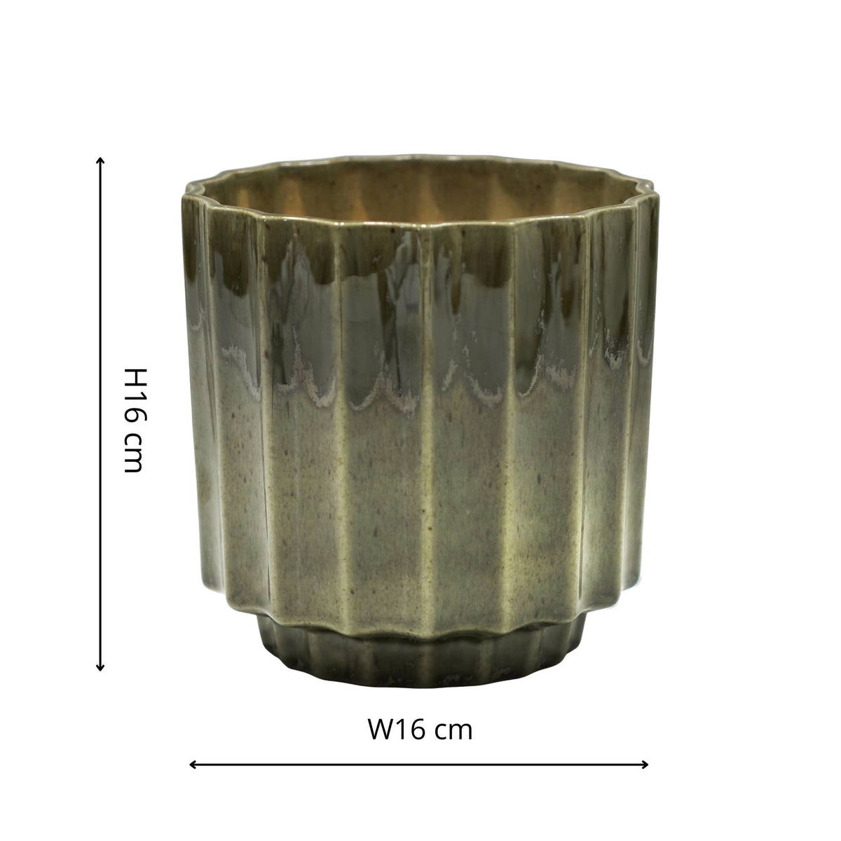 Lugano Scalloped Reactive Planter | Green | 13cm
