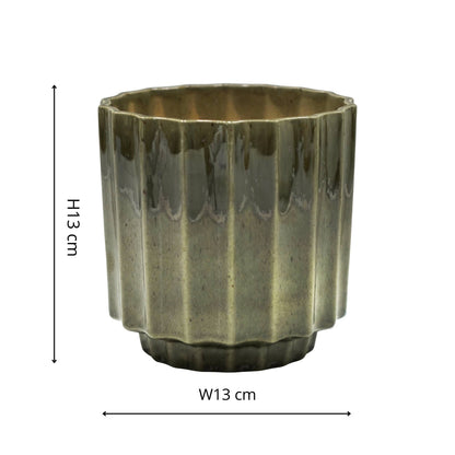 Lugano Scalloped Reactive Planter | Green | 13cm