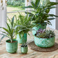 Decorative emerald green glazed plant pot for indoor houseplants and succulents. No drainage holes. 16cm diameter 