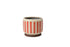 Decorative red and white stripe pot with no drainage holes for indoor houseplants, cacti and succulents. 16cm on diameter. Foam pads on the base for protection. 