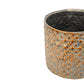 Decorative glazed and embossed finished mustard yellow pot with no drainage holes for indoor houseplants, cacti and succulents. With an 18cm diameter. 