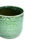 Decorative smooth emerald green reactive glazed pot with no drainage holes for indoor houseplants, cacti and succulents. 18cm on diameter. 