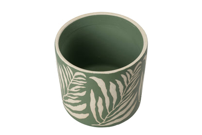 Decorative green leaf planter with no drainage holes for indoor houseplants, cacti and succulents. 18cm in diameter. 