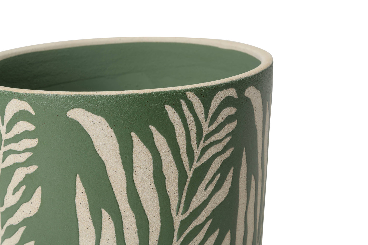 Decorative green leaf planter with no drainage holes for indoor houseplants, cacti and succulents. 18cm in diameter. 