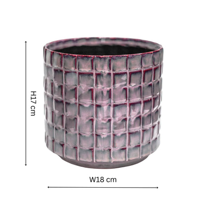 Tarah Textured Glaze Ceramic Indoor Planter | Blush Pink | 18cm