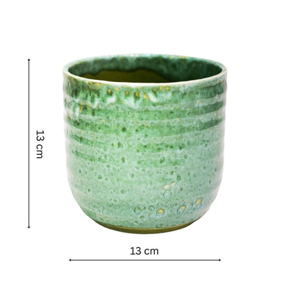 Reactive Glaze Ceramic Indoor Planter | Emerald | 13cm
