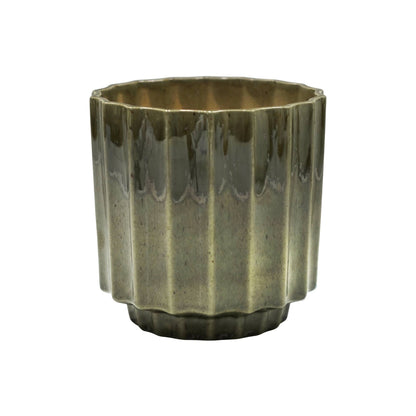 Lugano Scalloped Reactive Planter | Green | 13cm