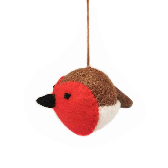 Handmade Felt Sweetheart Robin Hanging Christmas Decoration