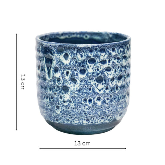 Reactive Glaze Ceramic Indoor Planter | Sapphire | 13cm