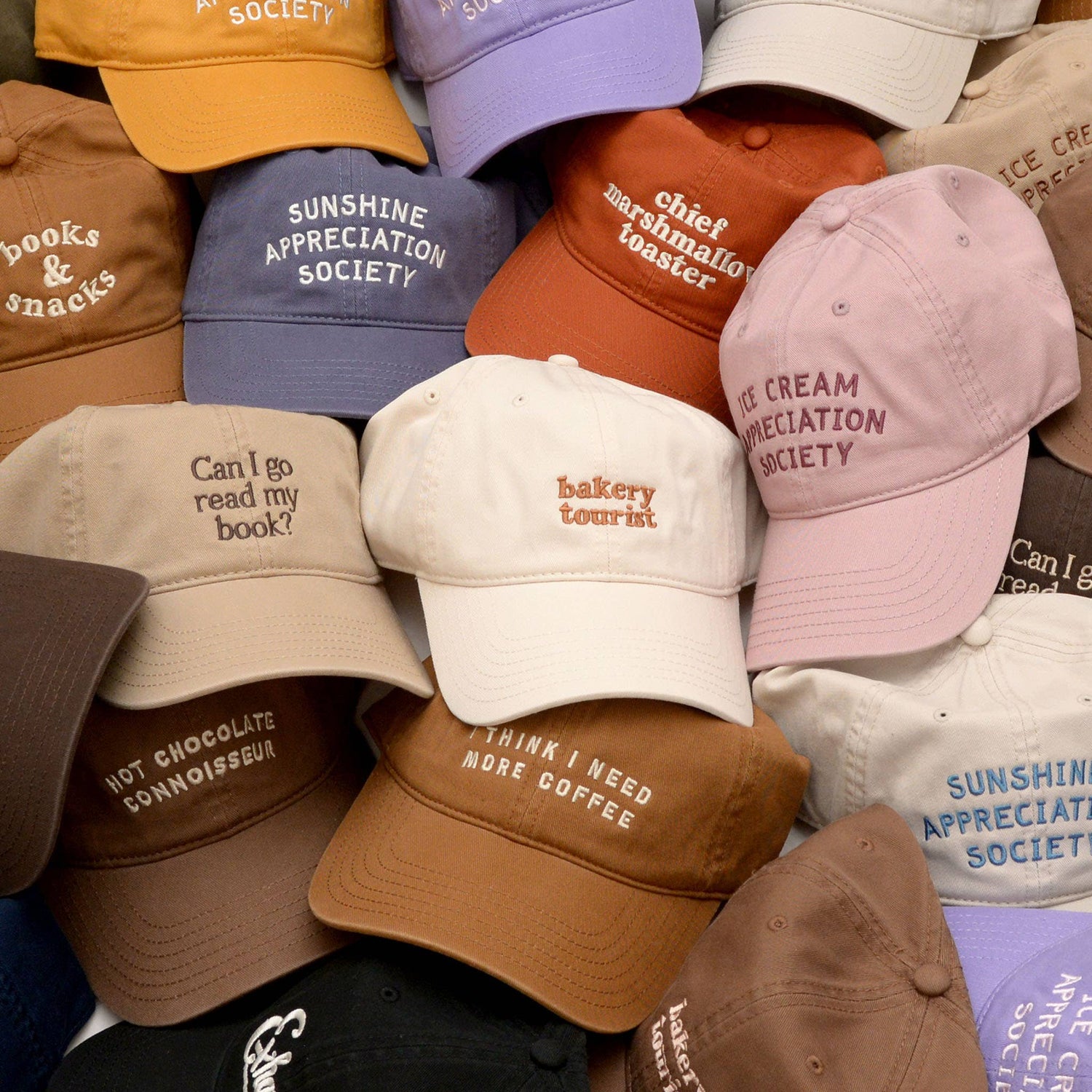 Collection of Graphic Slogan Cotton Baseball Caps 