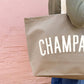 Beige tote bag with &