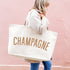 Natural Really Big Bag with ‘Champagne’ Text on a Pink Background