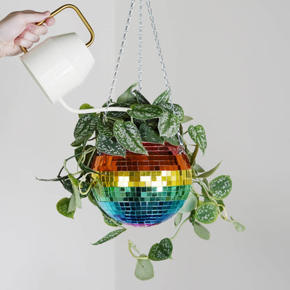 Disco ball hanging planter rainbow 8-inch from Urban Tropicana&