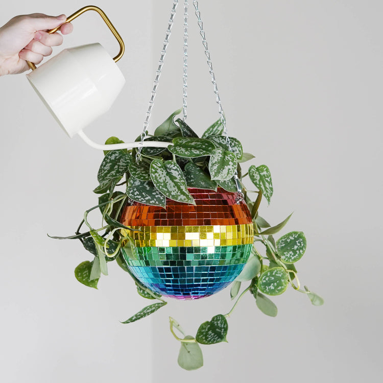 Disco ball hanging planter rainbow 8-inch from Urban Tropicana&