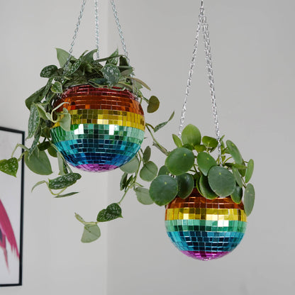 Disco ball hanging planter rainbow 8-inch from Urban Tropicana&