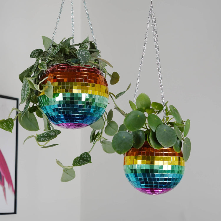 Disco ball hanging planter rainbow 8-inch from Urban Tropicana&