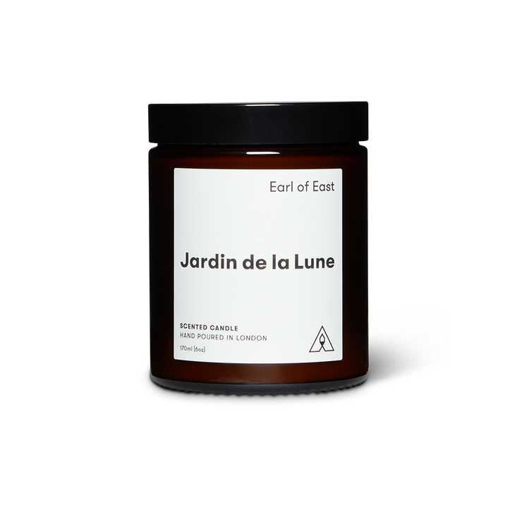 Soy wax candle from East of Eden. Hand Poured in London. Jardin de la Lune scent with blackberry leaf, bergamot, and tuberose. 