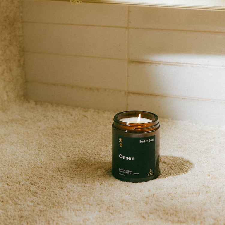 Soy wax candle from East of Eden. Hand Poured in London. Onsen scent with peppermint, eucalyptus, mandarin. 