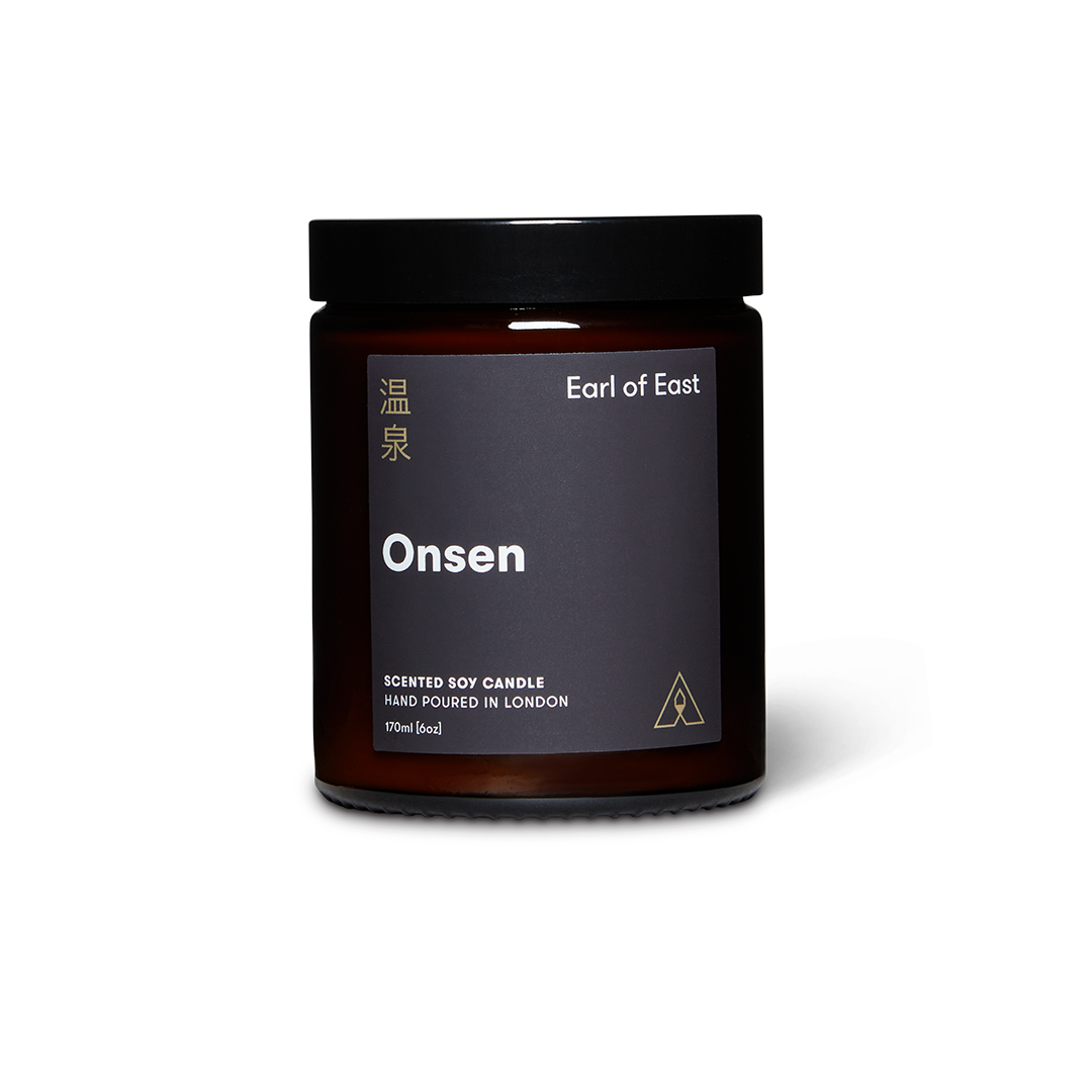 Soy wax candle from East of Eden. Hand Poured in London. Onsen scent with peppermint, eucalyptus, mandarin. 