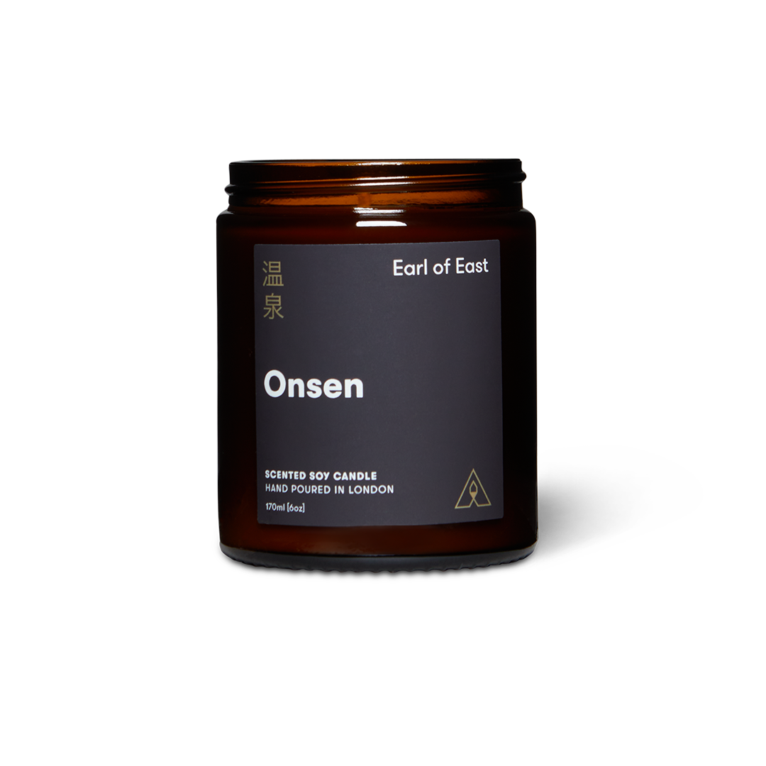 Soy wax candle from East of Eden. Hand Poured in London. Onsen scent with peppermint, eucalyptus, mandarin. 