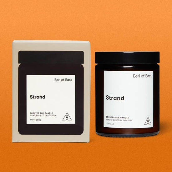 Soy wax candle from East of Eden. Hand Poured in London. Strand scent with mandarin rind, seaweed, birch wood, bay leaf. 