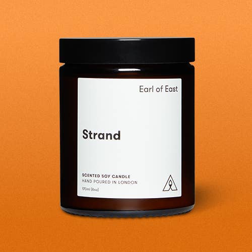 Soy wax candle from East of Eden. Hand Poured in London. Strand scent with mandarin rind, seaweed, birch wood, bay leaf. 