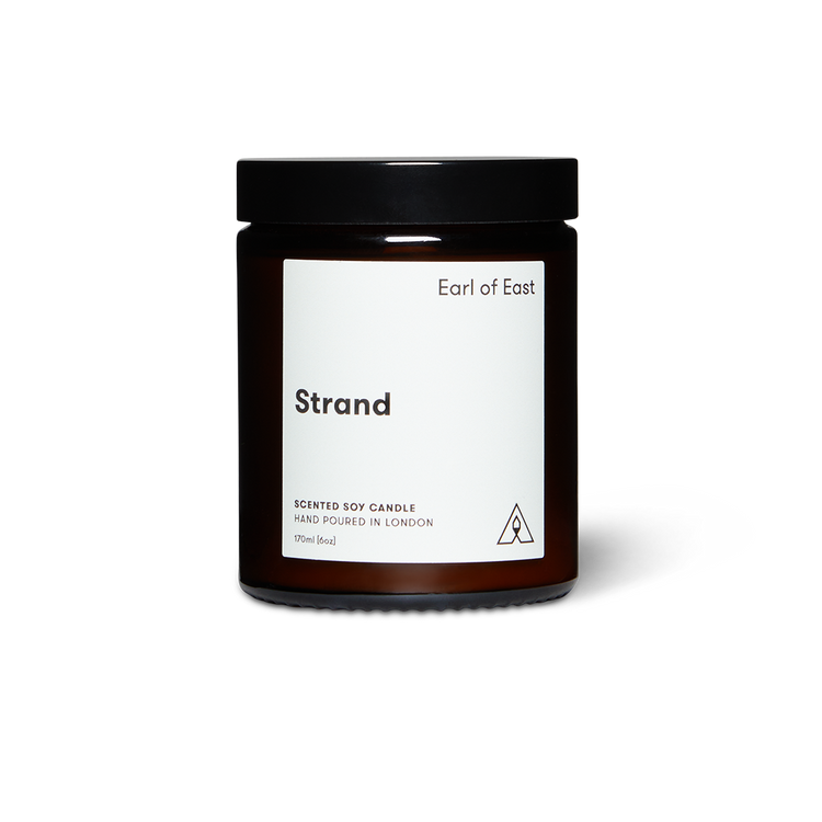 Soy wax candle from East of Eden. Hand Poured in London. Strand scent with mandarin rind, seaweed, birch wood, bay leaf. 