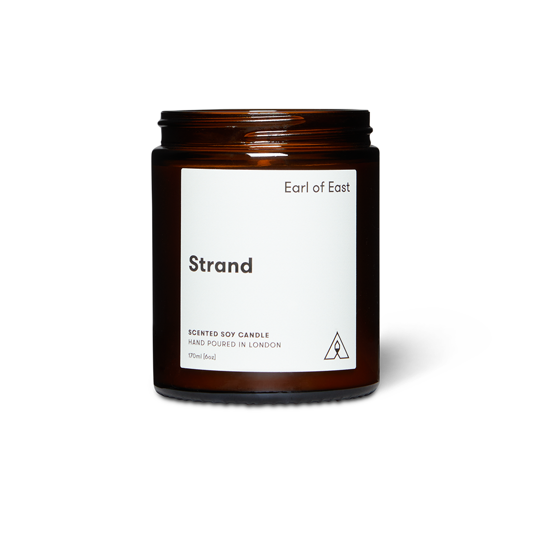 Soy wax candle from East of Eden. Hand Poured in London. Strand scent with mandarin rind, seaweed, birch wood, bay leaf. 