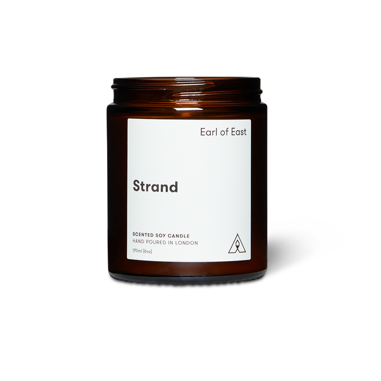 Soy wax candle from East of Eden. Hand Poured in London. Strand scent with mandarin rind, seaweed, birch wood, bay leaf. 