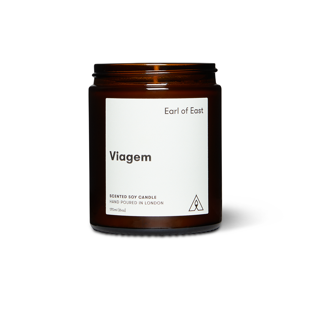 Soy wax candle from East of Eden. Hand Poured in London. Viagem scent with coconut, oregano, fig. 