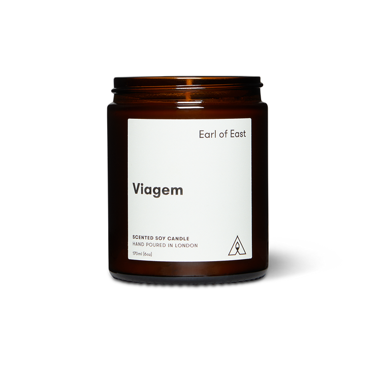 Soy wax candle from East of Eden. Hand Poured in London. Viagem scent with coconut, oregano, fig. 