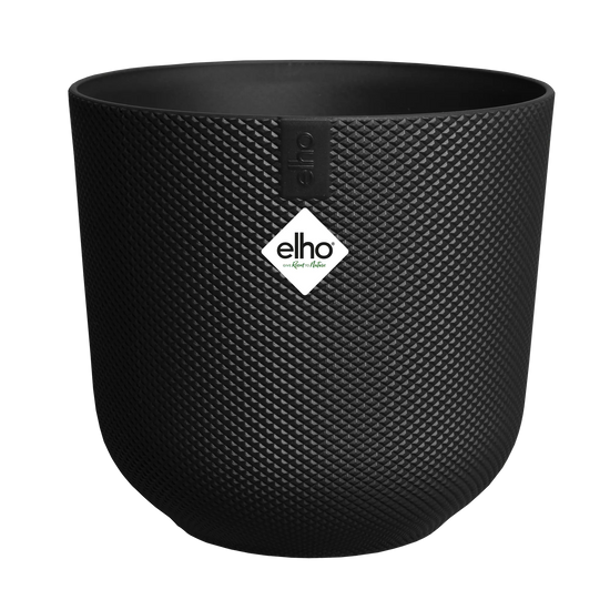 An Elho Jazz Round Living black coloured pot