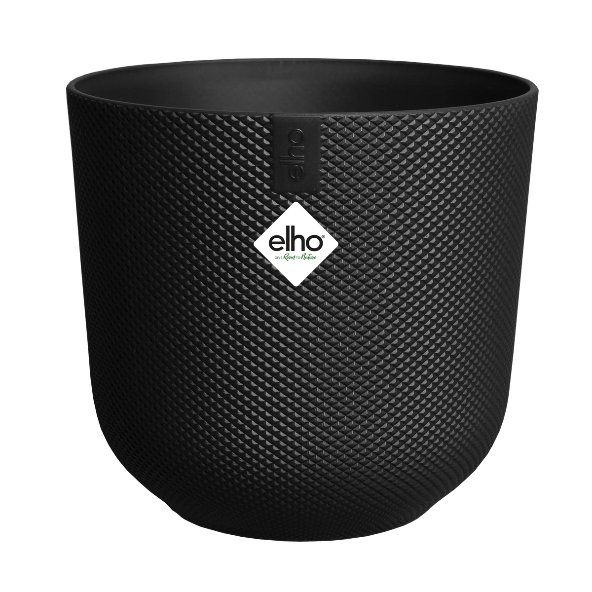 An Elho Jazz Round Living black coloured pot
