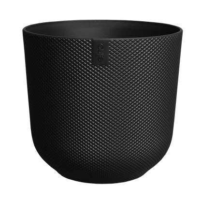 An Elho Jazz Round Living black coloured pot