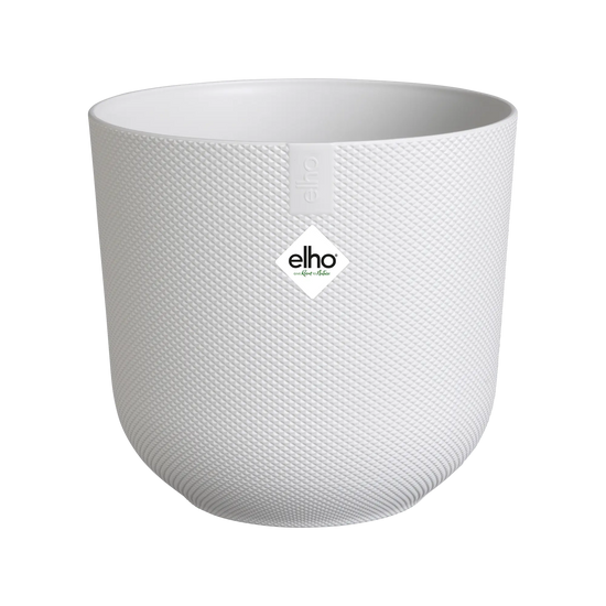 An Elho Jazz Round Silky white coloured pot