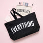 Black tote bag with &