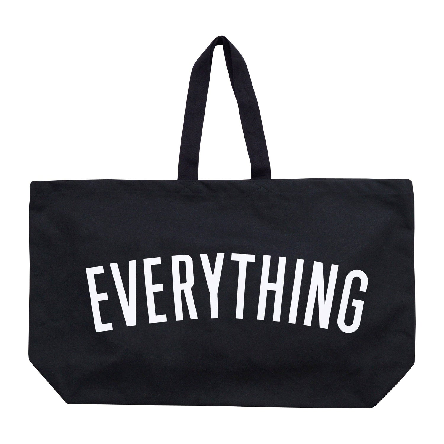 Black tote bag with &