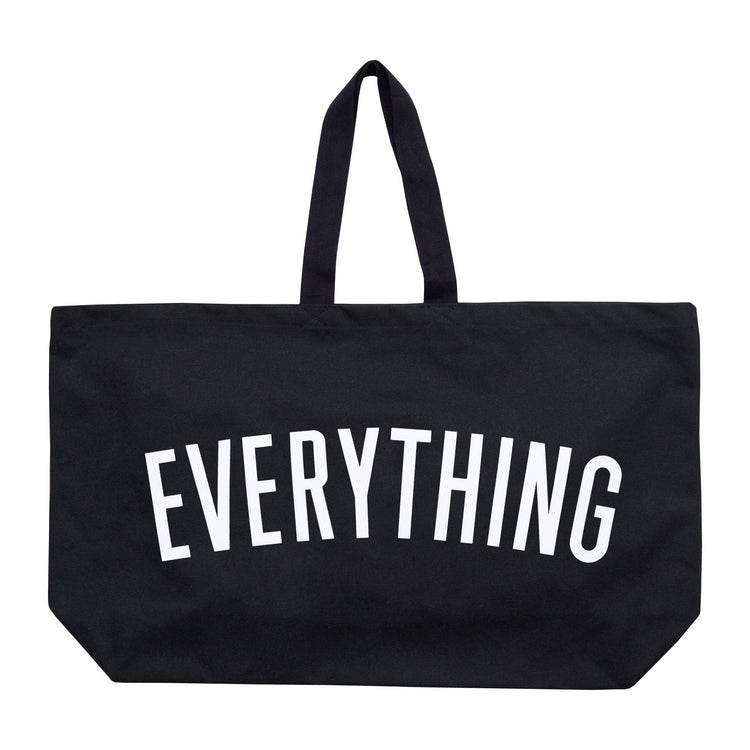 Black tote bag with &