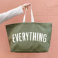 Green tote bag with &