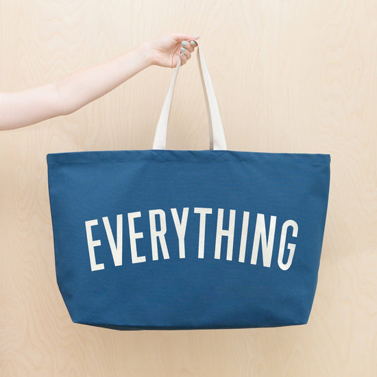 Ocean Blue Really Big Bag with ‘Everything’ Text on a Yellow Background