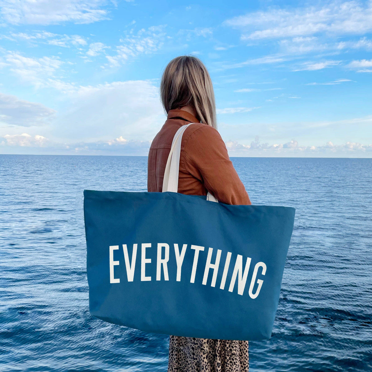 Ocean Blue Really Big Bag with ‘Everything’ Text on an Ocean Background